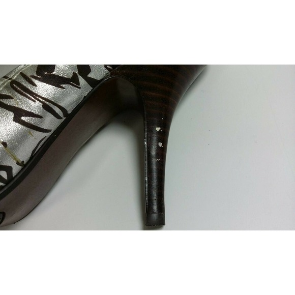 Naughty Monkey Heels 9.5 Brown Silver 3.5" Heel - Picture 5 of 12